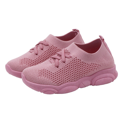 Spring and Autumn Children's Shoes Elastic Socks Shoes Men's and Women's Sports Shoes Medium and Big Children's Dad's Shoes Knitted White Single Shoes