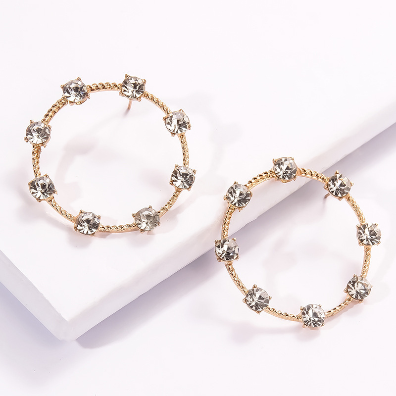 simple creative alloy circle inlaid rhinestone large earringspicture5