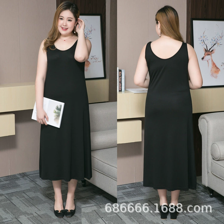 200 кг плюс толстое летнее платье больших размеров женская летняя Нижняя юбка жилет без рукавов Длинная юбка пляжная юбка поколение волос