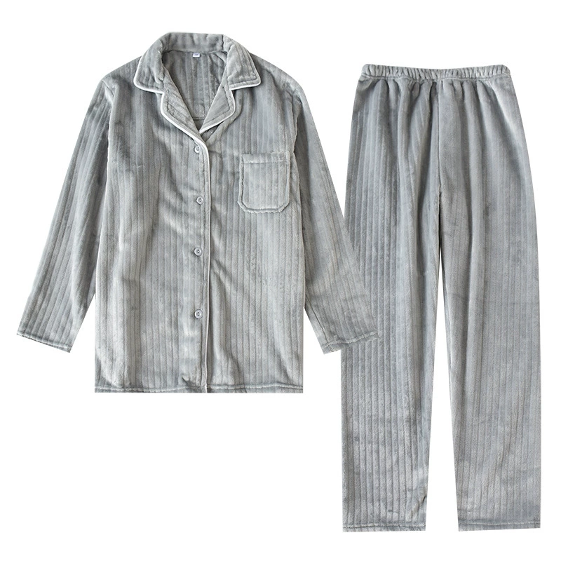 Демисезонная фланелевая пижама, флис для согрева с длинными руковами, набор коралловый бархат, домашняя одежда, увеличенная толщина