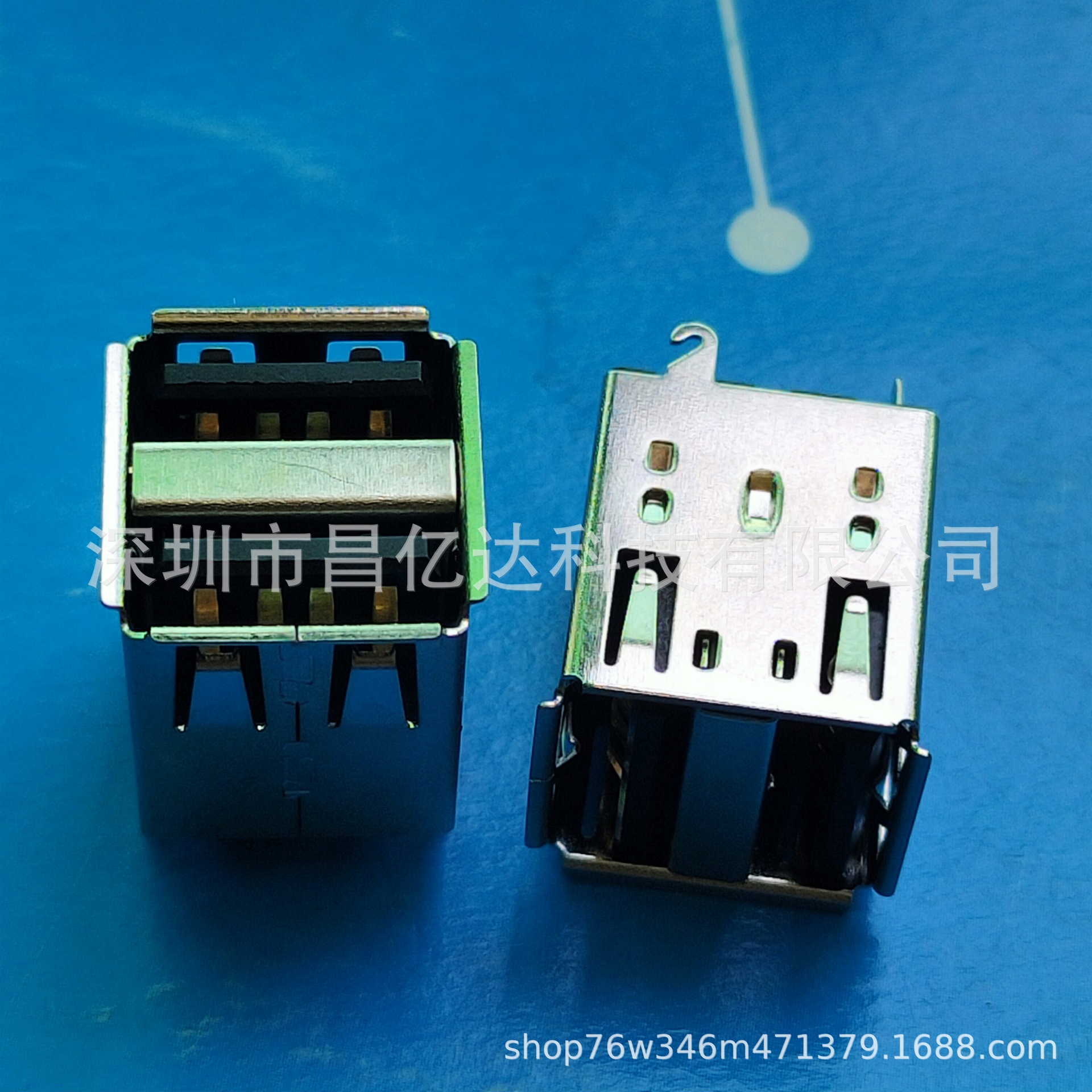 双层焊线 USB 2.0母座 卷边 黑胶 带固定脚 两USB接口 铁壳-阿里巴巴
