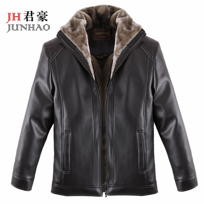 2020秋冬季网红中老年皮衣男加厚皮毛一体男装外套男士皮夹克批发|ru
