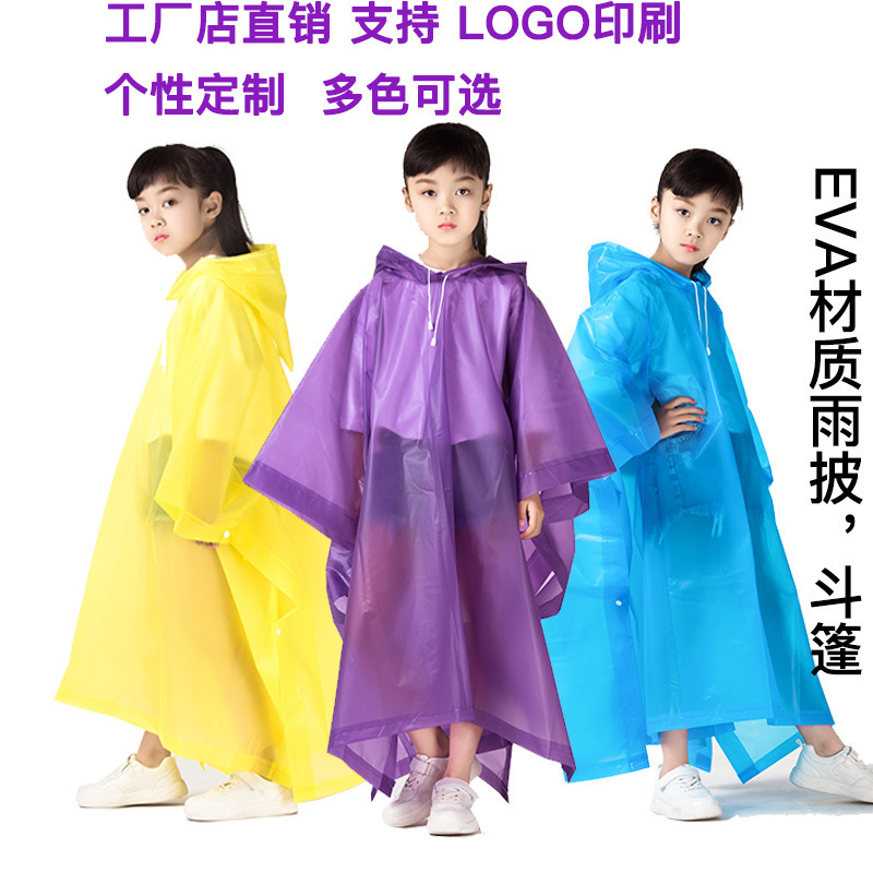 Non-Disposable Eva Raincoat Kidsren's Poncho Travel Fashion Raincoat Cycling Bicycle Poncho Custom Logo