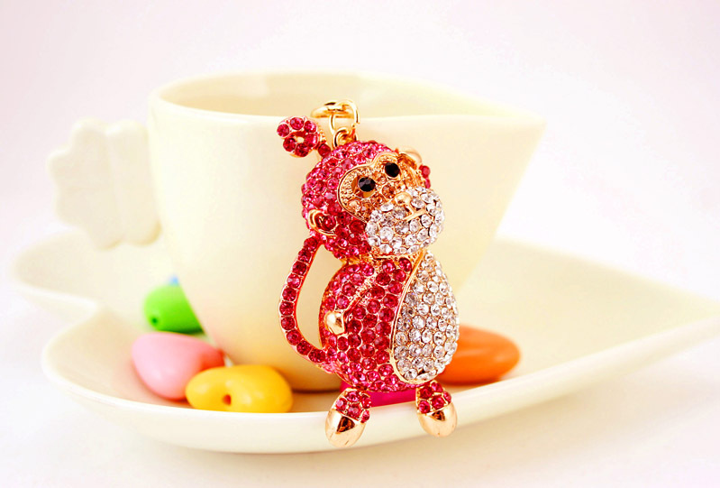 Cute Crystal Diamond Zodiac Monkey Key Chain display picture 6