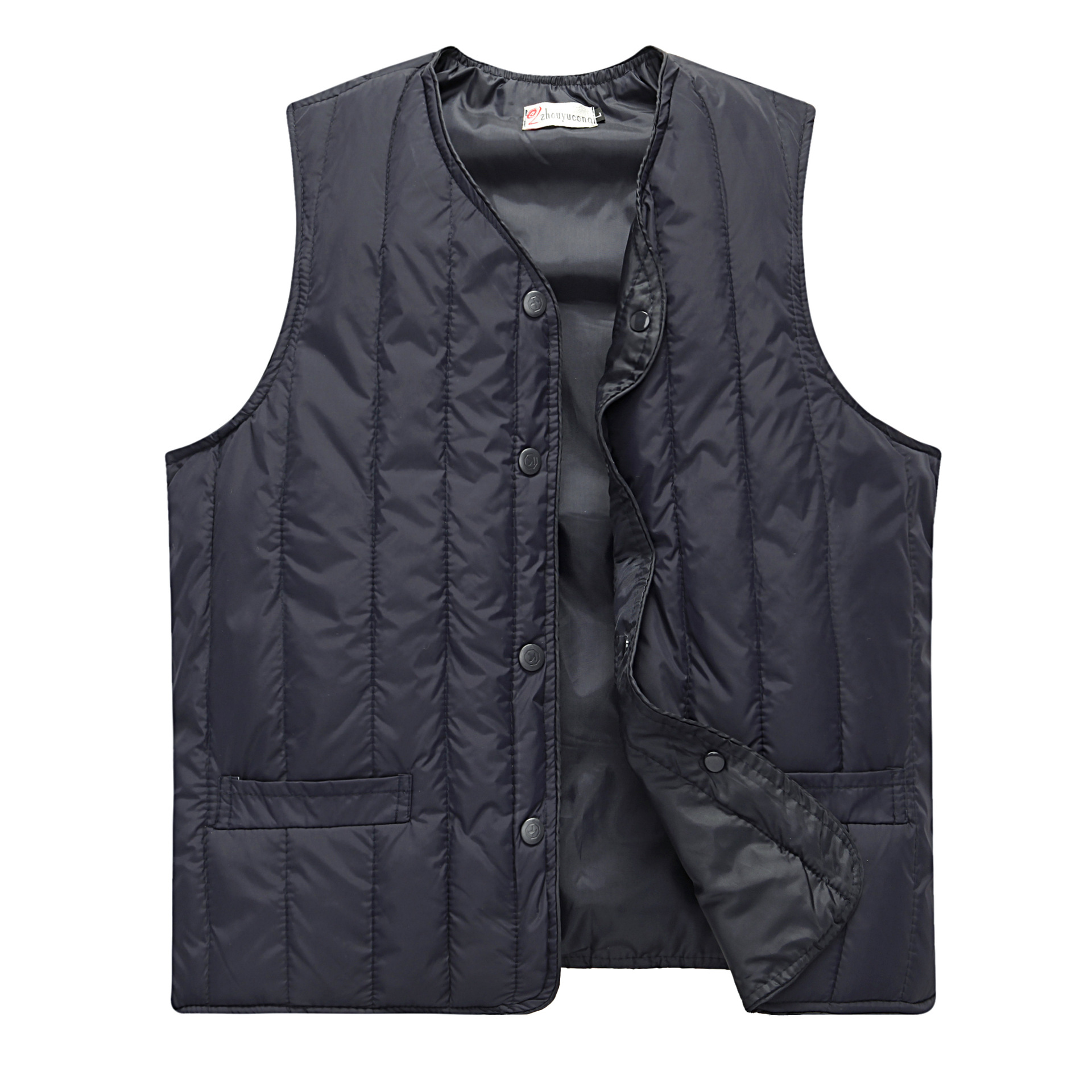 馬甲男士2020秋冬V領羽絨棉背心 男韓版修身無袖開衫馬夾壹件代發