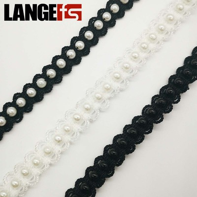 Elastic force Hand-beaded lace 1CM Pearl bilateral Webbing Barcode goods in stock Shoes Accessories DIY Clothing accessories