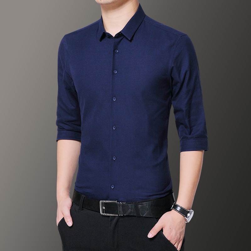 2019 Spring new pattern man Elbow sleeve shirt Men's Youth business affairs leisure time Inch shirt Workers Cardigan Self cultivation