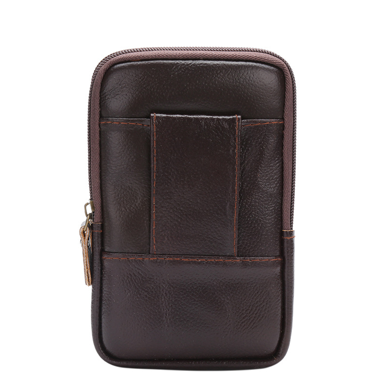Three-Layer Vertical Bag Small Magnetic Buckle Waist Pack Leather Vertical Mobile Phone Bag Portable Men's Waist Pack Mobile Phone Storage Bag Small Hanging Bag undefined
