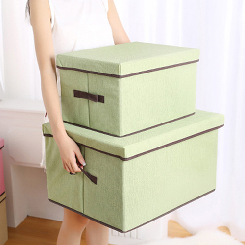 Simple non-woven folding storage box with lid, household fabric storage box, storage box, children's toy organizing box