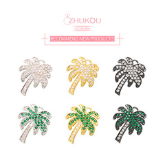 珠扣飾品 微鑲彩鑽椰子樹吊墜 微鑲椰子樹配件VD437