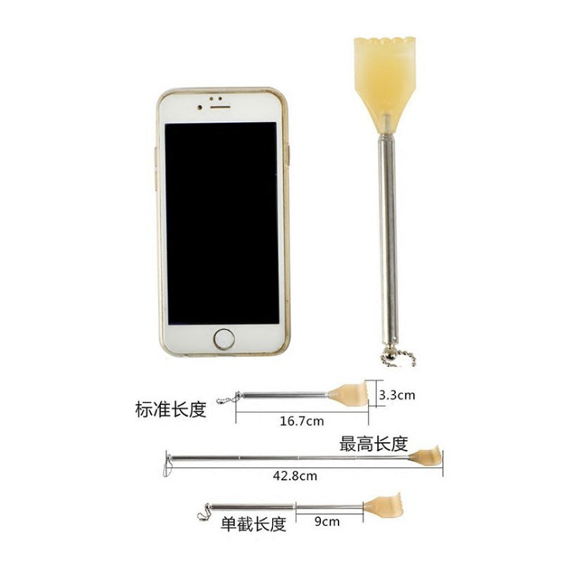 Four-section extendable stainless steel back scratcher, back massage tool, senior-friendly horn backscratcher