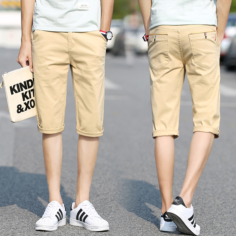 Popular elástico slim fit deportivo casual recortada pantalones de los hombres cuatro estaciones regulares stretch shorts estilo coreano versátil pantalones de los hombres