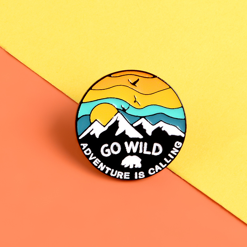 Cartoon Creative Enamel Badge Sunset Mountain Alloy Brooch display picture 2