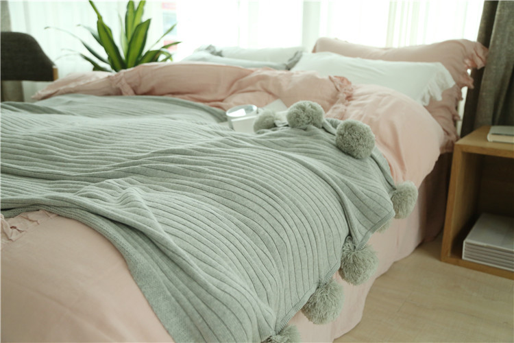 Lehká luxusní severská jednoduchá celobavlněná černá keprová deka do hotelové ložnice, vlněná deka, povlečení_voghion.com