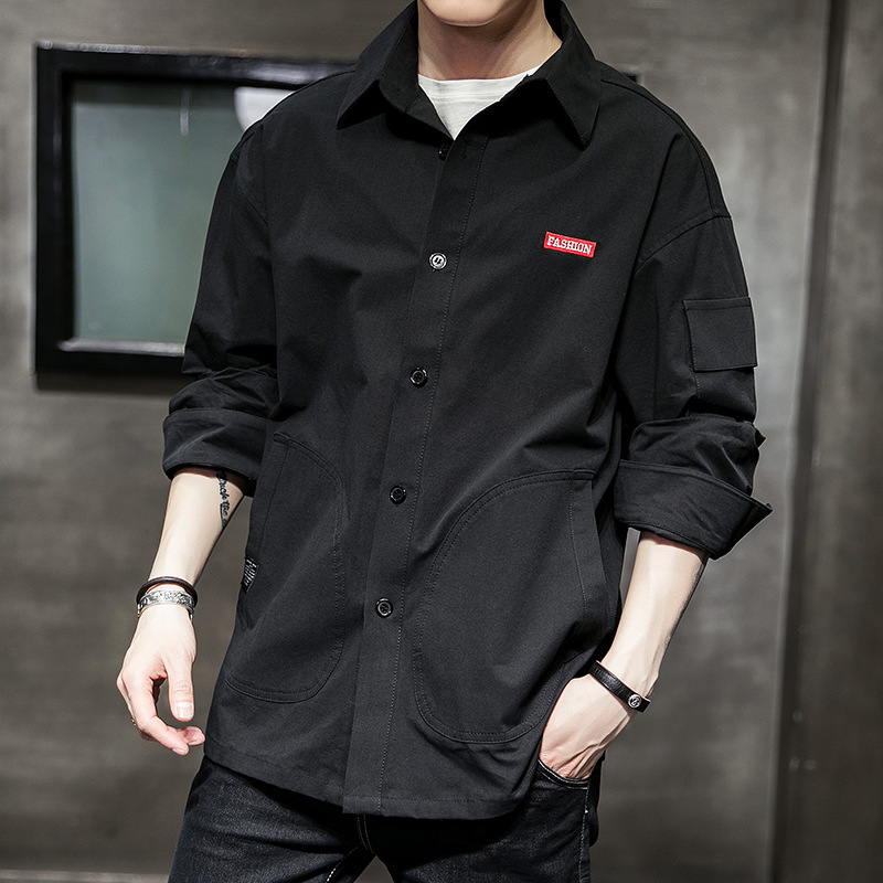 2019新款純棉長袖襯衫男士春季青年韓版時尚修身休閑純棉免燙襯衣