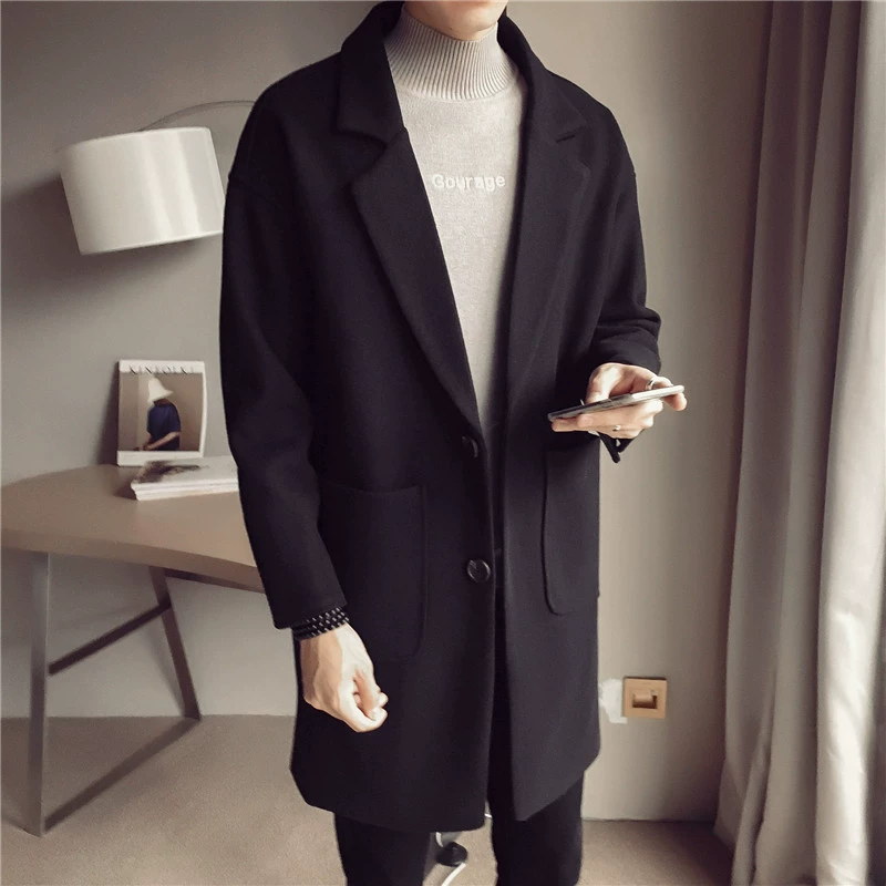 Деми-сезонное длинное trench coat, цветное шерстяное пальто, 2019 год, оверсайз, корейский стиль, плюс размер