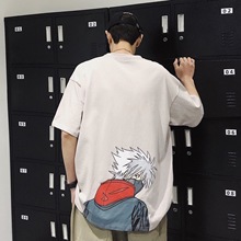 火影忍者潮牌短袖T恤男士夏季卡卡西衣服學生寬松五分袖韓版潮流