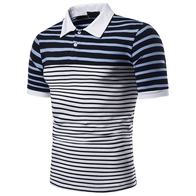 Men’s Short Sleeve T-shirt with Two-color Stripe Chest Anti-stripe 