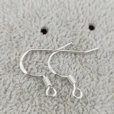 925银字耳钩批发diy配件饰品纯铜保色电镀半成品带球和不带球耳钩