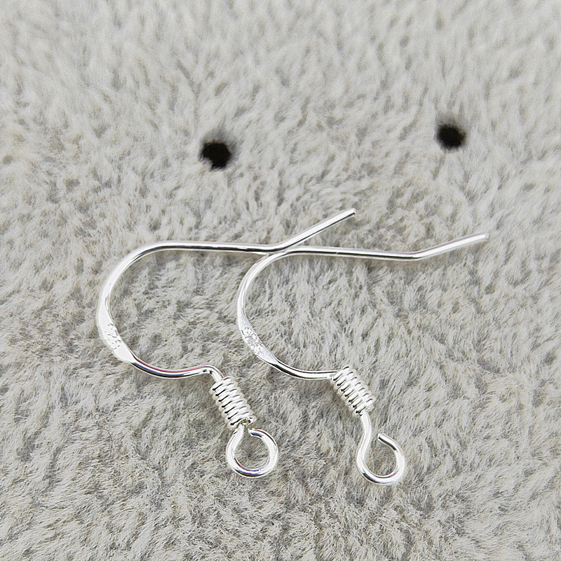 925银字耳钩批发diy配件饰品纯铜保色电镀半成品带球和不带球耳钩