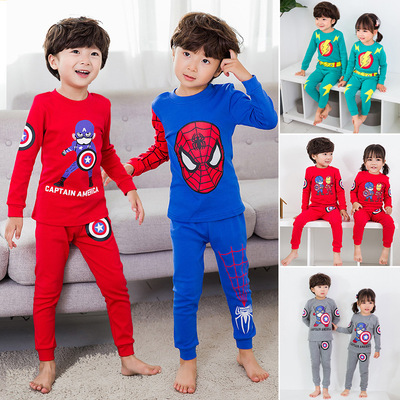 19韓版男童女童睡衣家居服修身保暖打底內衣春秋純棉長袖圓領套裝