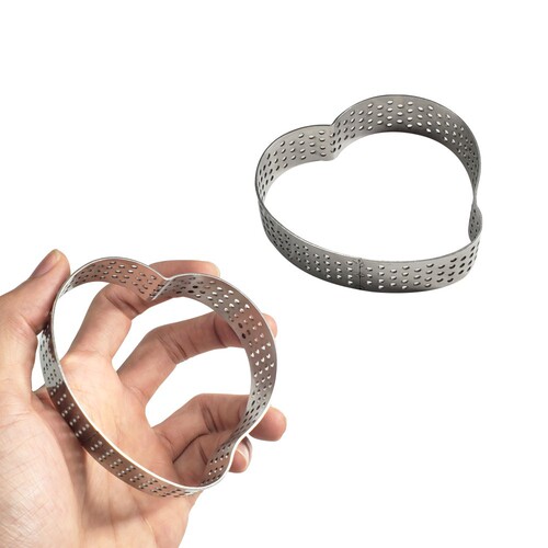New stainless steel heart-shaped tower ring twisted love French mousse mold 8-connected tower cake mousse ring set baking tools