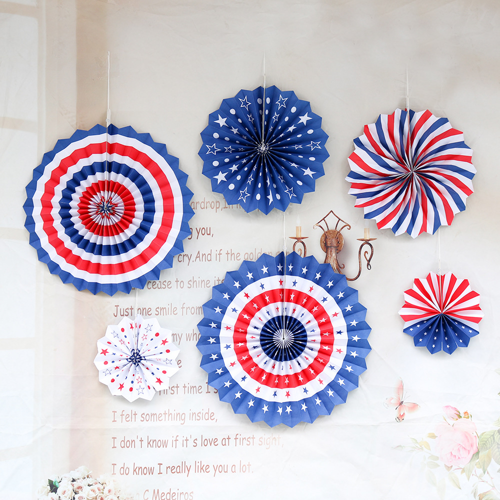 American Flag Paper Fan Flowers