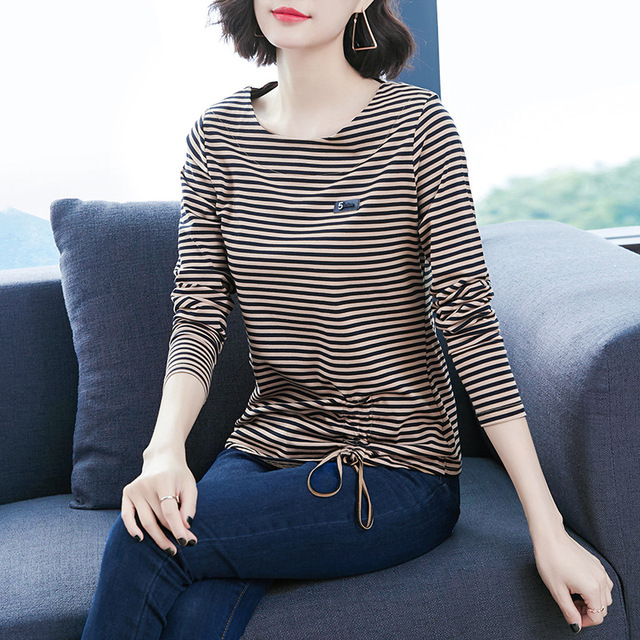 T-shirt long sleeve autumn new thin striped jacket