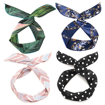 Spring and summer Europe and America colour Long Rabbit Ears Straight Wire Amazing bow overlapping Wash one's face Headband customized