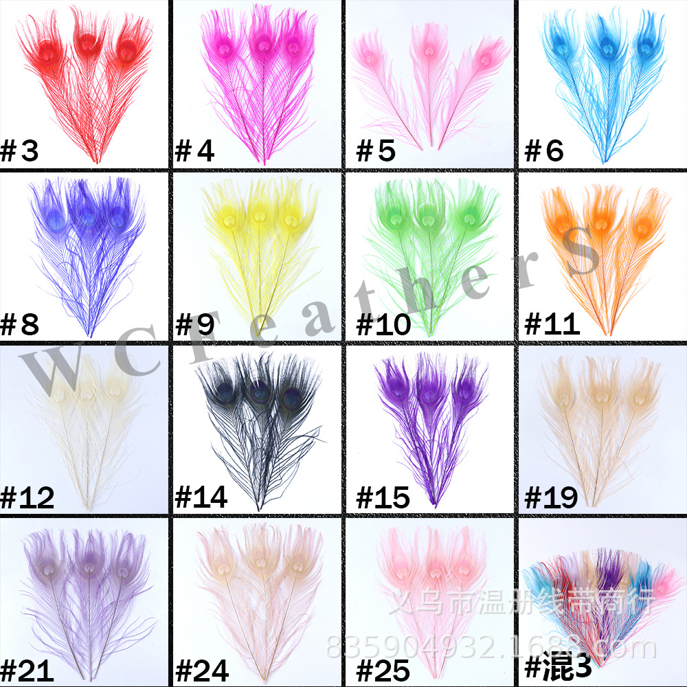 温册厂家直销天然孔雀羽毛DIY家居花瓶装饰婚庆道具新娘胸花材料详情图4