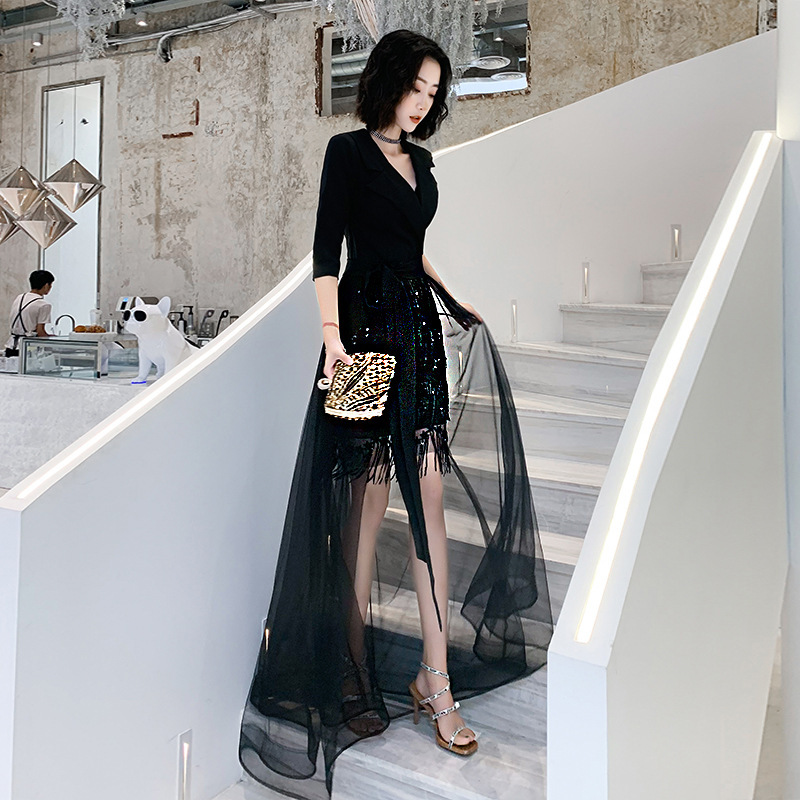 Evening Dresses cocktail party banquet dress vestido de banquete de cctel  Small evening dress party party texture, usually wear French black skirt