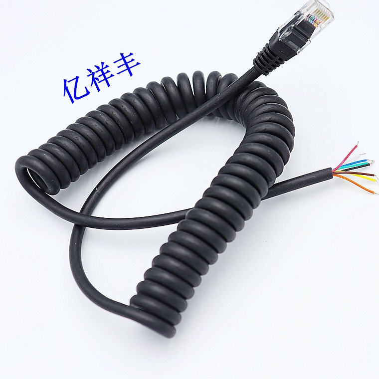 8芯弹簧线 八芯螺旋线 8芯亮面哑面加水晶头弹簧连接线