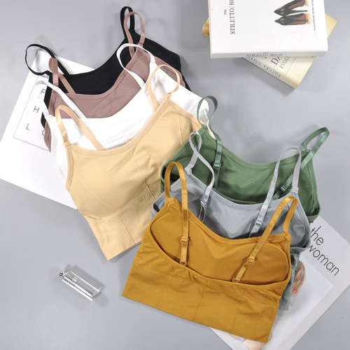 Plush seamless tube top with padded vest, chest-wrapped seamless underwear, beautiful back, adjustable suspender bra 646