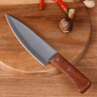 实木牛肉刀剔骨刀不锈钢厨师杀猪剥皮切片刀屠宰肉档酒店切肉刀|ms