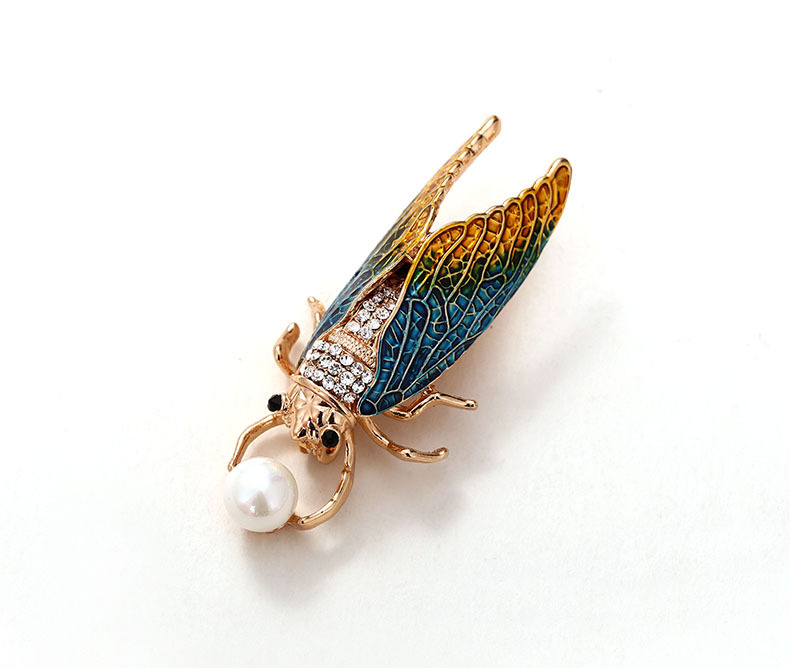 Rhinestones, Pearl Inlay Material Brooches Classification Retro Pin Insect Alloy Enamel Plating Inlay Rhinestones Pearl Unisex Brooches