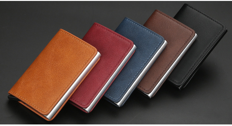 Baellerry Men's And Women's Card Holder / Metal Aluminum Shell Anti-degaussing Automatic Card Type Rfid Bank Card Holder_voghion.com