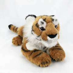 Simulated Wild Animal Yellow Tiger Plush Teddy Bear Lying Style Small Tiger Ornament Boy Toy Gift Cloth Doll