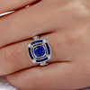 Fashionable accessory, square blue ring, European style, wish, Amazon, ebay, wholesale