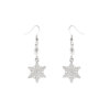 White accessory, Christmas earrings from pearl, European style, with snowflakes, Birthday gift