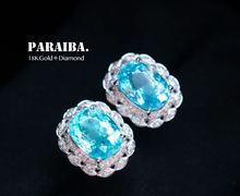 18k金镶天然钻石帕拉伊巴耳钉晶体通透 高级珠宝代理一键代发
