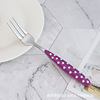 Rainbow -colored plastic handle stainless steel knife fork spoon dot and western tableware wave dot handle, bull buckle spoon