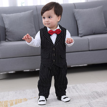 童裝批發一件代發韓版兩件套兒童服裝秋季男寶寶包屁連體嬰兒衣服