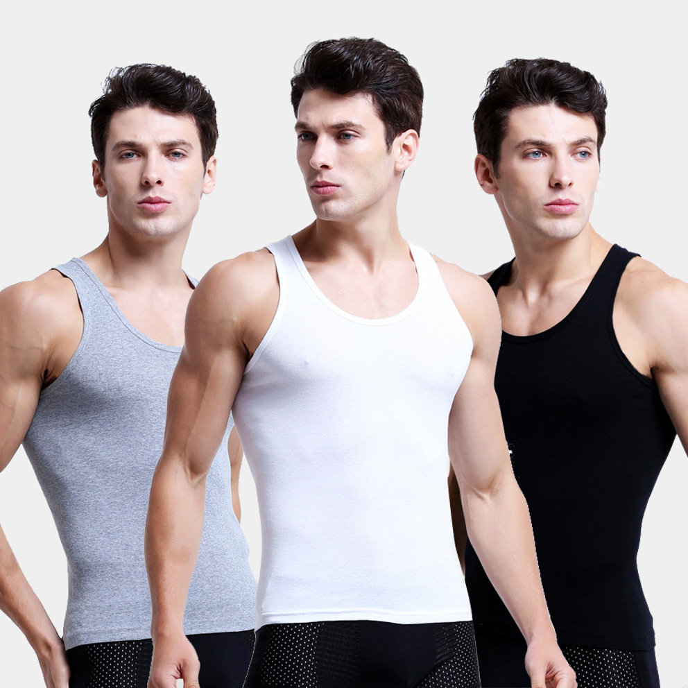 Aliexpress men's vest cotton breathable slim summer youth sports fitness hurdle undershirt vest men