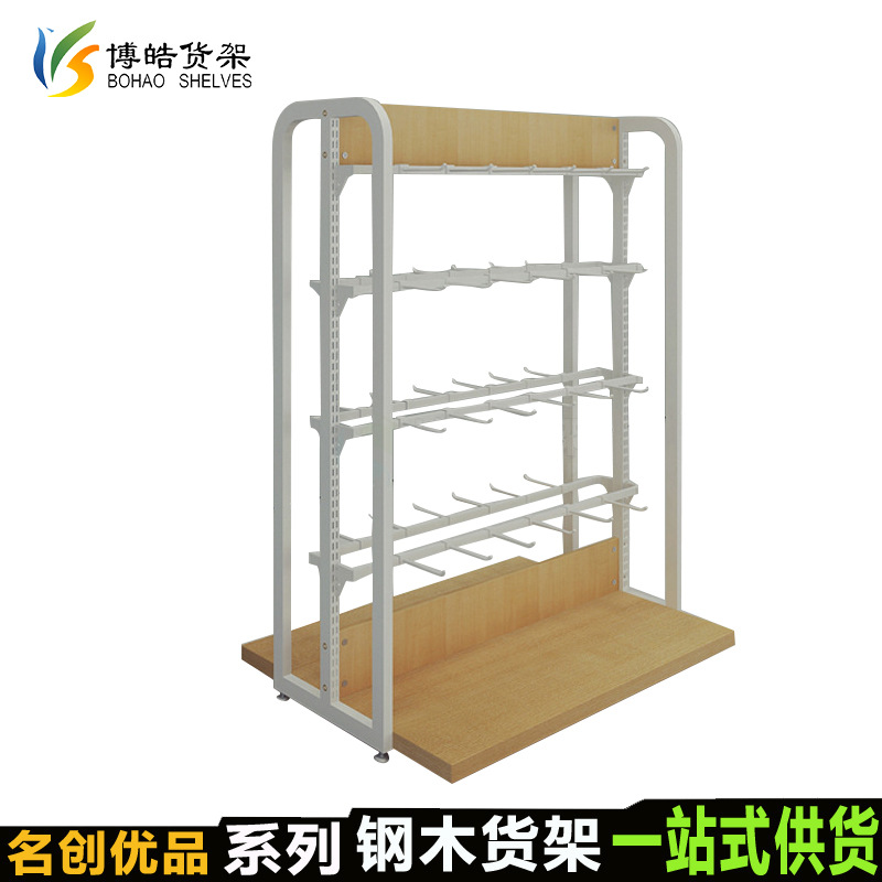 博皓货架 钢木结合挂钩货架母婴用品精品祙子展示柜
