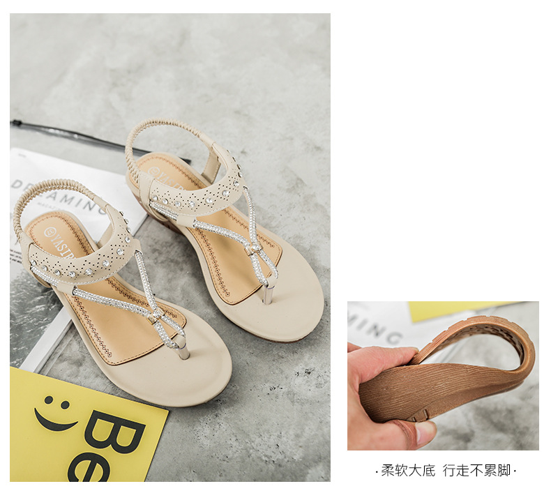The new Bohemian sandals from Yirun are casual water diamond women's shoes with wedge heels and toe clamping for fashionable women undefined
