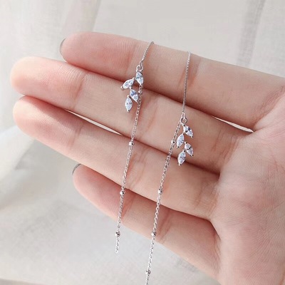 s925纯银耳线女 韩国简约时尚耳饰 2019夏季新款潮流气质银饰礼物|ru