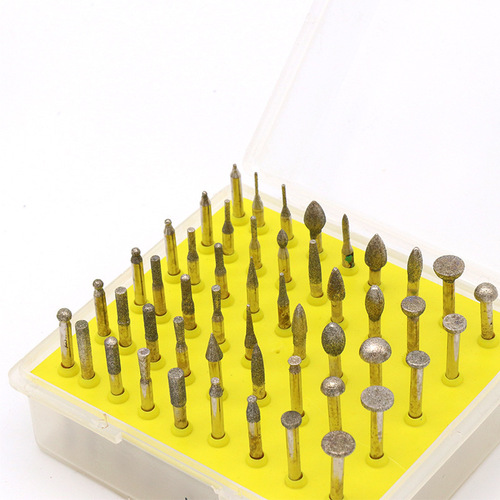 Electric grinding accessories, large diamond grinding head, jade agate peeling window emery grinding needle, 50 pieces in box