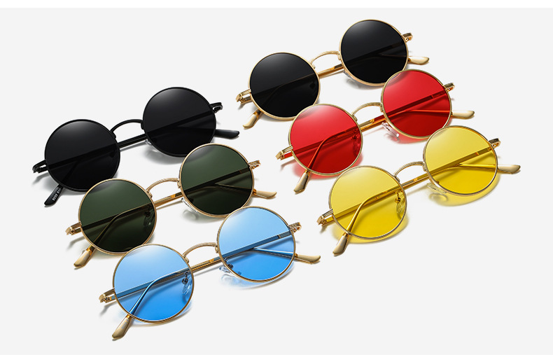Retro Style New Metal Small Round Frame Sunglasses display picture 14