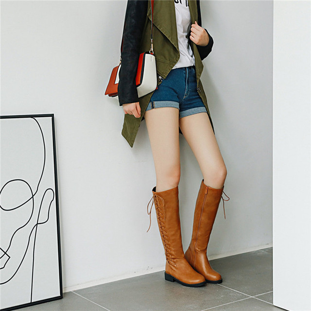 Autumn and winter new fashion Korean side zipper flat bottom boots 