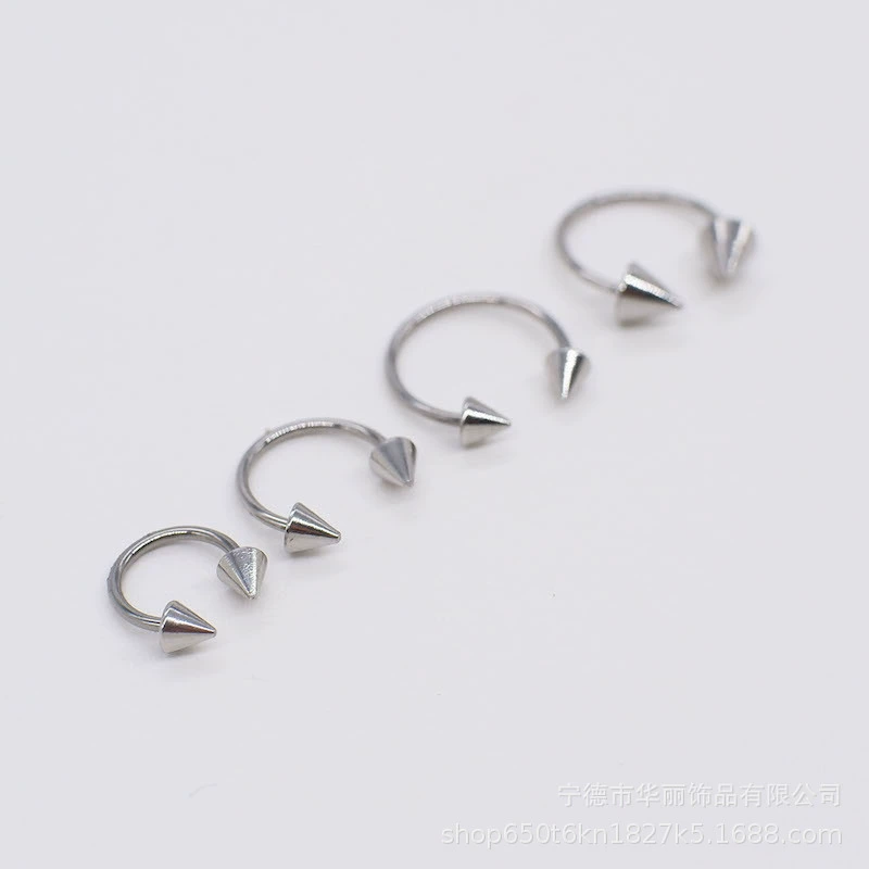 Серебряные серьги-конусы из нержавеющей стали C-подошвовые иглы тонкие наконечники простые плоские головки маленькие серьги женские женские